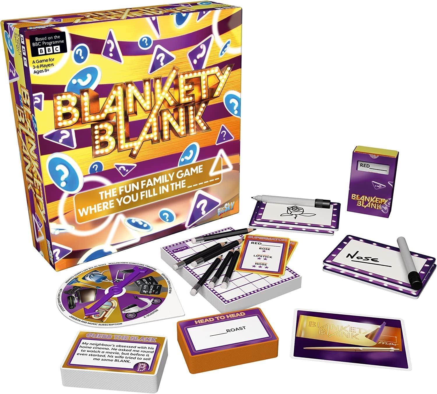 Blankety Blank Board Game Contents